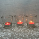 Set of 3 antique clear glass candle holders