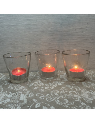 Lot de 3 anciens lumignons en verre transparent