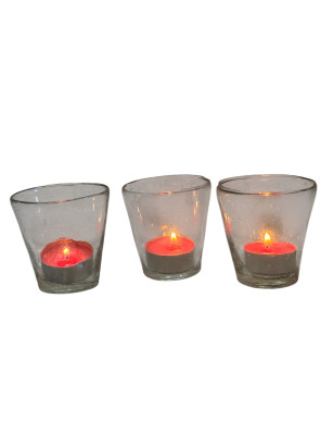 Lot de 3 anciens lumignons en verre transparent