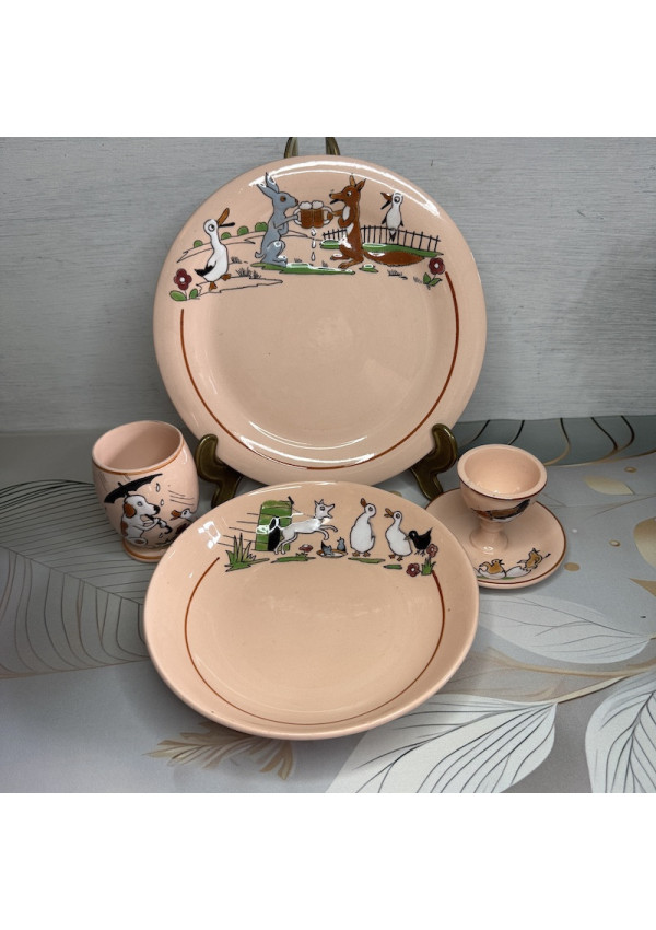 Ensemble de vaisselle pour enfant en faïence BABY LONGWY FRANCE