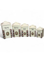 Antique set of 5 porcelain spice jars – vintage flower medallion decor