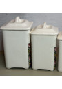 Antique set of 5 porcelain spice jars – vintage flower medallion decor