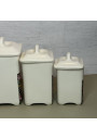 Antique set of 5 porcelain spice jars – vintage flower medallion decor