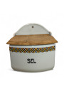 Antique Earthenware Salt Box – Wooden Lid 🧂✨