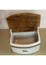 Antique Earthenware Salt Box – Wooden Lid 🧂✨