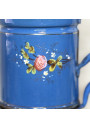 Ancienne Cafetière en Tôle Émaillée Bleue – Décor Floral en Relief ☕🌸