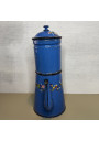Antique Blue Enameled Sheet Metal Coffee Pot – Floral Relief Decor ☕🌸