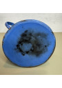 Antique Blue Enameled Sheet Metal Coffee Pot – Floral Relief Decor ☕🌸