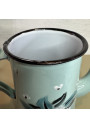 Almond Green Enameled Sheet Metal Coffee Pot – Floral Relief Decor ☕🌸