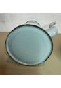Antique Almond Green Enameled Sheet Metal Coffee Pot – Floral Relief Decor ☕🌿🌸
