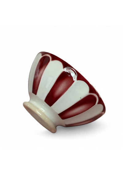 Antique burgundy and White Faceted Bowl – Sarreguemines France 🥣✨