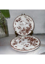 Set of 3 antique plates - Gien - Fauvette model - 19th century