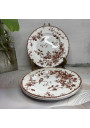 Set of 3 antique plates - Gien - Fauvette model - 19th century