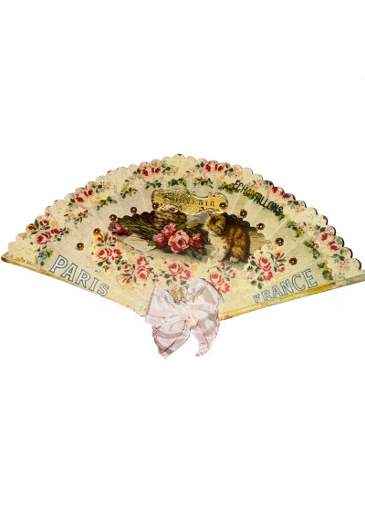 Échantillonneur de perles - Paris France - Motif chat et roses