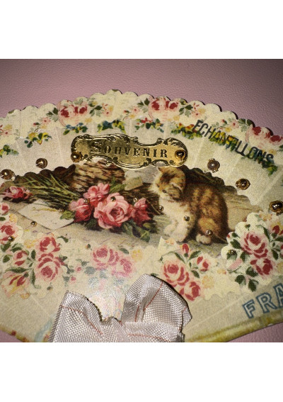 Pearl sampler - Paris France - Cat and roses motif