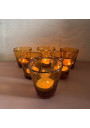 Set of 6 antique amber glass tealight holders