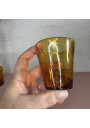 Set of 6 antique amber glass tealight holders
