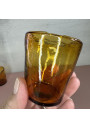 Set of 6 antique amber glass tealight holders