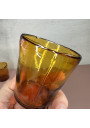 Set of 6 antique amber glass tealight holders