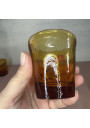 Set of 6 antique amber glass tealight holders