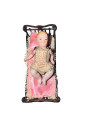 Collectible Miniature: Biscuit Porcelain Baby and Antique Wrought Iron Bed