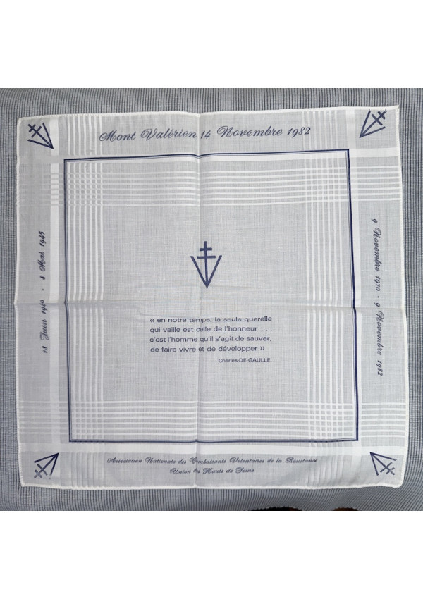 Mouchoir Charles de Gaulle & Résistance - Mont Valérien (1982)