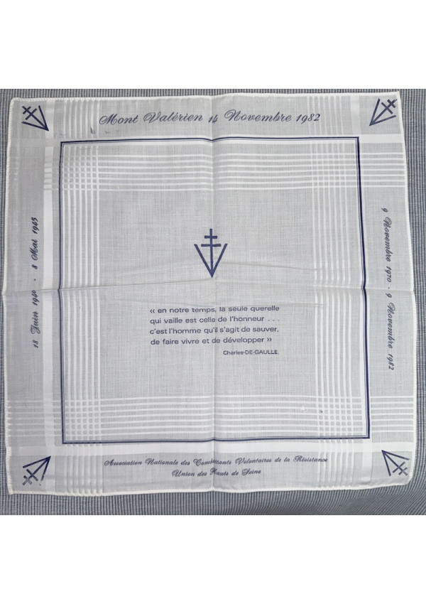 Commémoration Charles de Gaulle & Résistance – Mont Valérien 1982 - Mouchoir de Collection