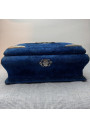 Ancienne Boîte à Couture en Velours Bleu et Intérieur Capitonné