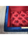 Ancienne Boîte à Couture en Velours Bleu et Intérieur Capitonné