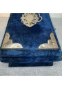 Antique Sewing Box in Blue Velvet with Padded Interior