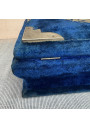 Ancienne Boîte à Couture en Velours Bleu et Intérieur Capitonné