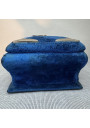 Ancienne Boîte à Couture en Velours Bleu et Intérieur Capitonné