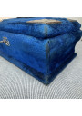 Ancienne Boîte à Couture en Velours Bleu et Intérieur Capitonné