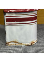 Antique white and red enameled tin matchbox
