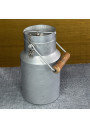 Ancien pot à lait en aluminium - Le Trèfle - Poignée bois