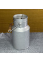 Ancien pot à lait en aluminium - Le Trèfle - Poignée bois
