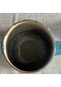 Ancienne cafetière en tôle émaillée bleue décor floral en relièf 🌸