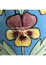 Antique blue enameled tin coffee pot with raised floral decoration 🌸