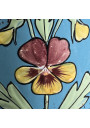 Ancienne cafetière en tôle émaillée bleue décor floral en relièf 🌸