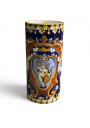 Antique Gien faience vase with Renaissance blue by Thibault