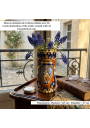 Antique Gien faience vase with Renaissance blue by Thibault