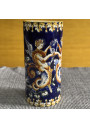 Ancien  petit vase Gien décor Renaissance bleu de 1938 - 1960 - Signé Thibault