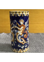 Ancien  petit vase Gien décor Renaissance bleu de 1938 - 1960 - Signé Thibault