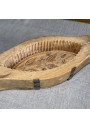 Ancien moule à beurre en bois motif floral