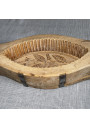 Ancien moule à beurre en bois motif floral