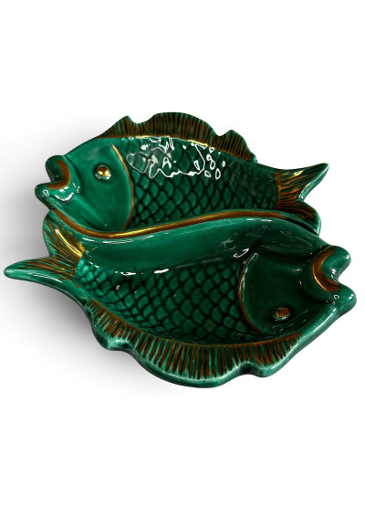 Vallauris-style double fish-shaped dish