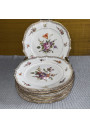Set of 8 Antique Porcelain Dessert Plates – Floral Bouquets and Gilt Decoration