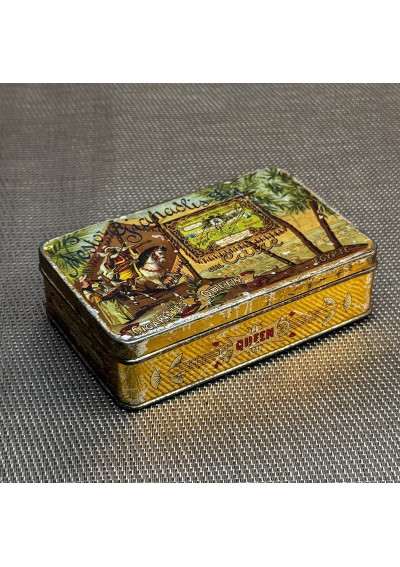 Ancienne boîte à cigarettes Queen en tôle lithographiée – Nestor Gianaclis au Caire, Égypte