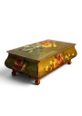Vintage Painted Metal Trinket Box – Floral Rose Design and Ball Feet