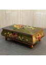 Vintage Painted Metal Trinket Box – Floral Rose Design and Ball Feet